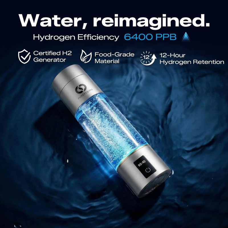 Hydrogen Water Bottle Generator - up to 6400 PPB, 12-Hour Hydrogen Retention, H2 gallery
