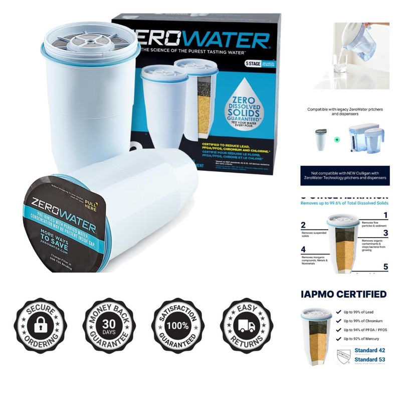 Advanced 5-Stage Water Filter by Culligan – Removes Lead, 2-Pack IAPMO Certified