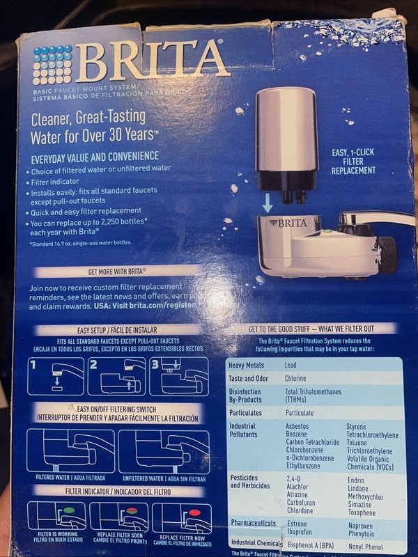 Brita 35618 On Tap Faucet Mount 1 Liter Water Chrome Filter System gallery