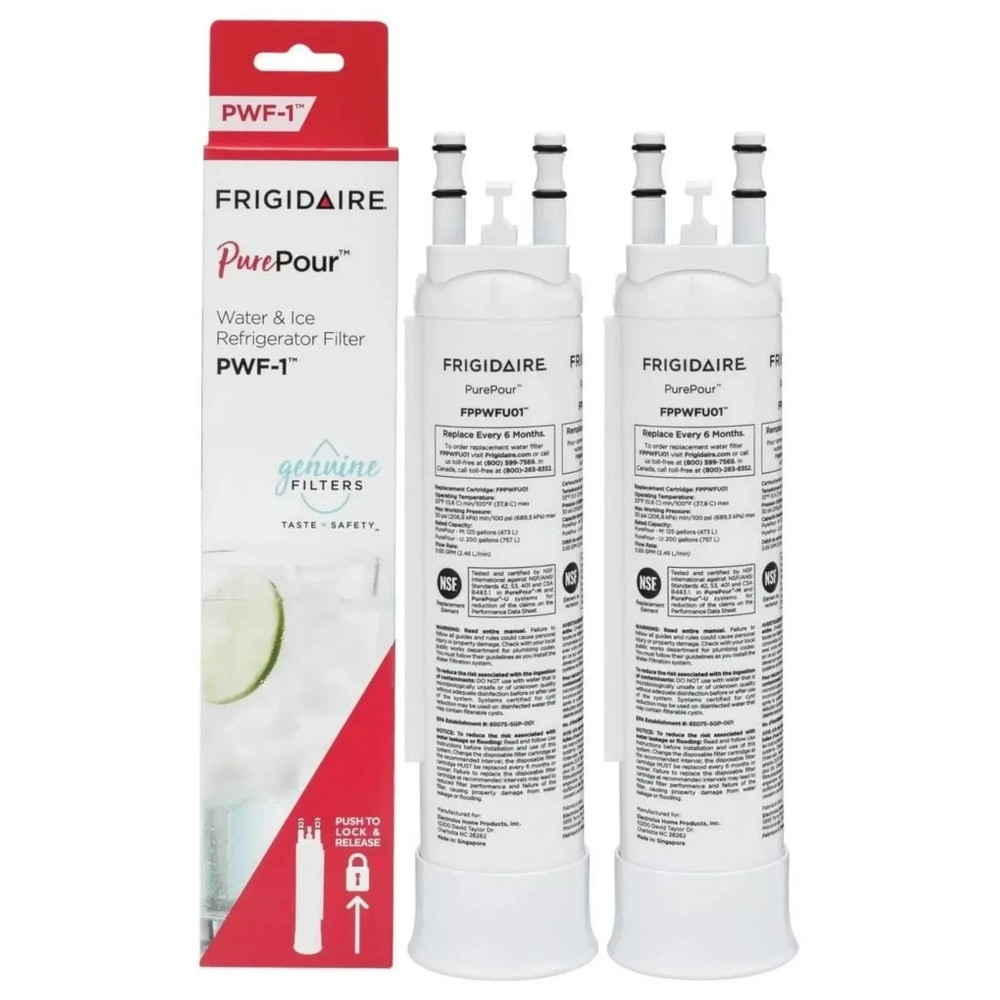 2 Pack Frigidaire FPPWFU01 PWF-1 Refrige PurePour Water & Ice Filter New US