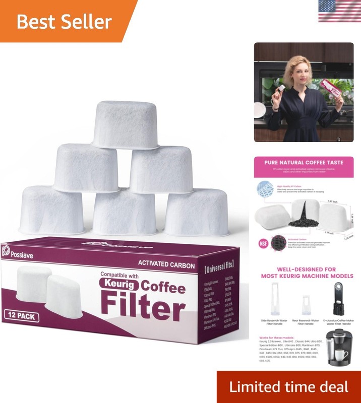 12 Pack Keurig Compatible Water Filters Replacement by - Charcoal Water Filte...