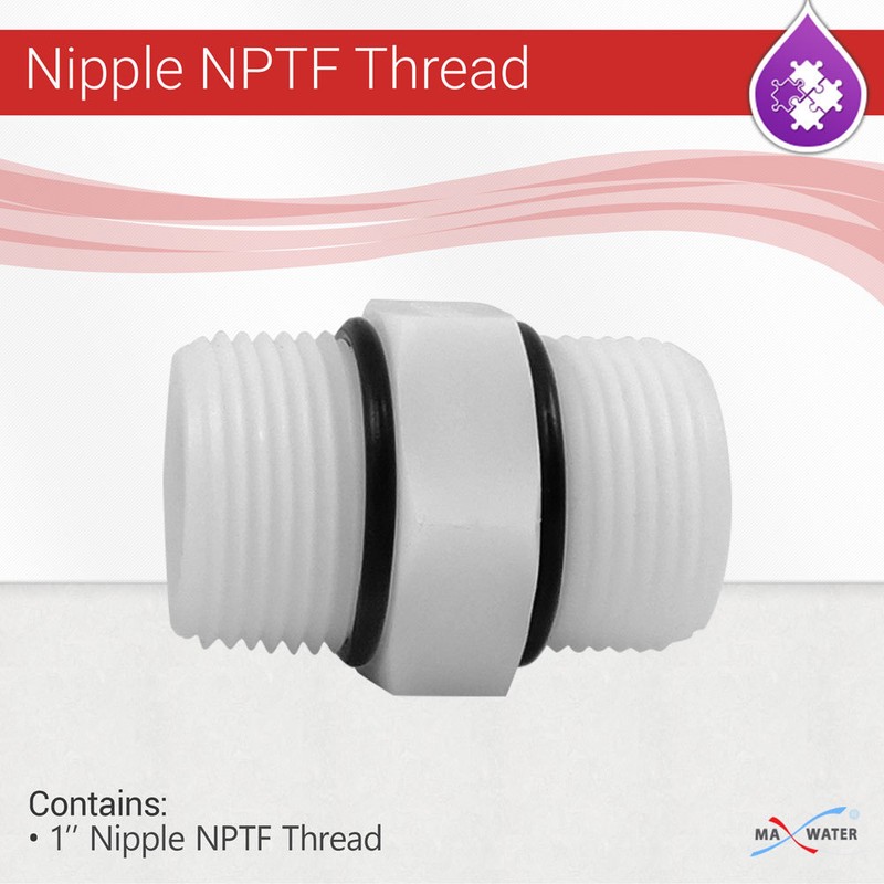 (2) Hex Nipple 1″ Male x 1″ Male NPT threaded Pipe Fitting w/ O rings Max Water