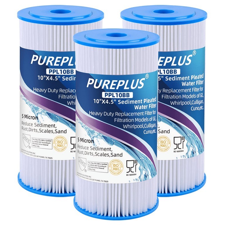 PurePlus 10″ X 4.5″ Whole House Pleated Sediment Filter PPL10BB (3 Pk)