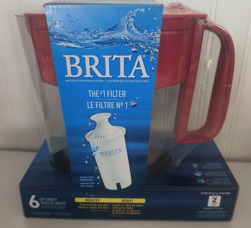 Brita Small 5 Cup Water Filter Pitcher with 1 Standard Filter, BPA Free – RED