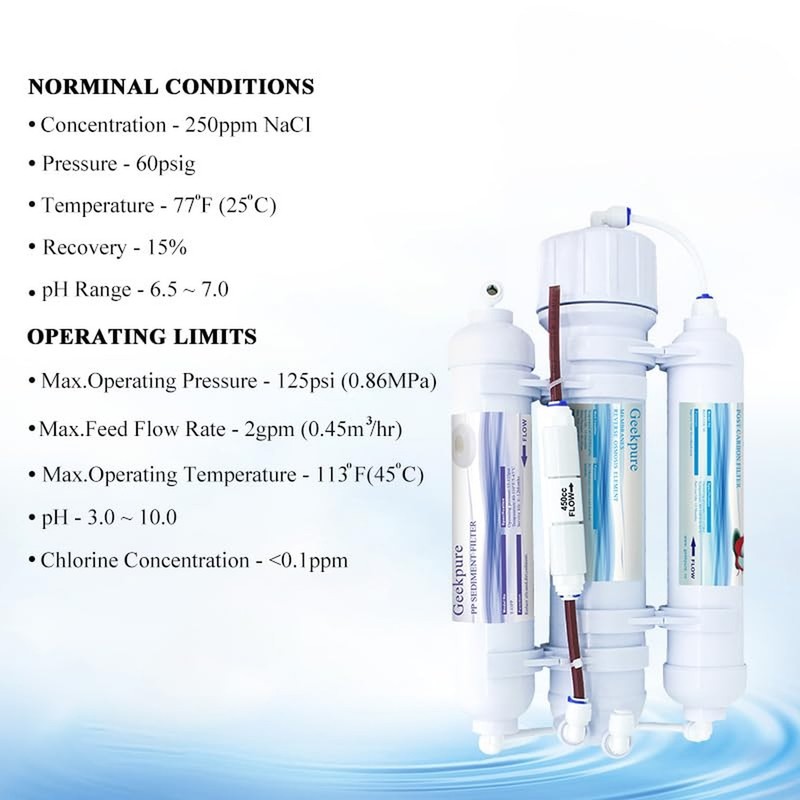 Geekpure 3 STAGE Portable Aquarium Reverse Osmosis RO Drinking Water Filter S... gallery
