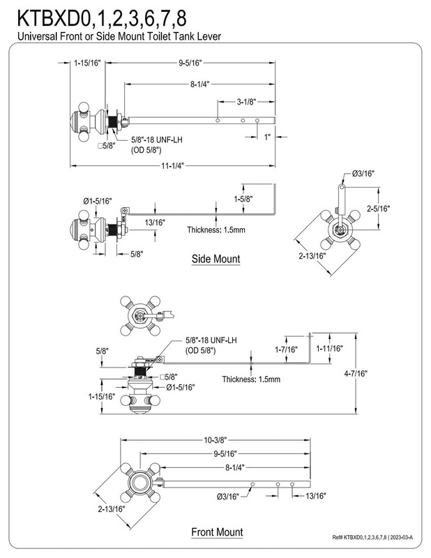 Kingston Brass KTBXD7 Buckingham Universal Front or Side Mount Toilet Tank Lever gallery