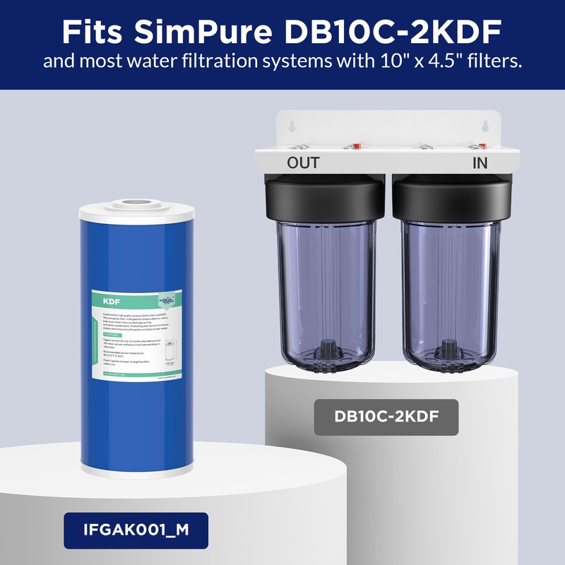 1-6 Pack 10"x4.5" KDF GAC Big Blue Whole House Water Filter Heavy Metal Removal gallery