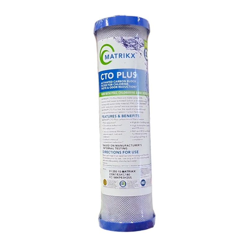 Matrikx 01-250-10-MATRIKX CTO 1-Micron 2.5″ X 10″ Chloramine/VOC/Odor,