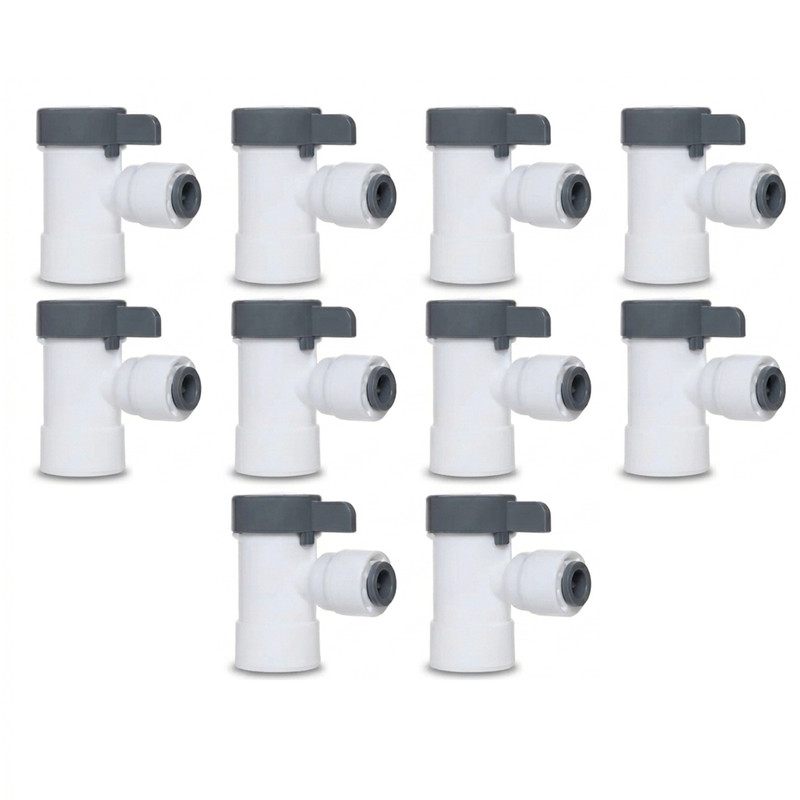 LiquaGen 10 Pack RO Tank Valve 3/8" OD Quick Connect 1/4" NPT Shut Off