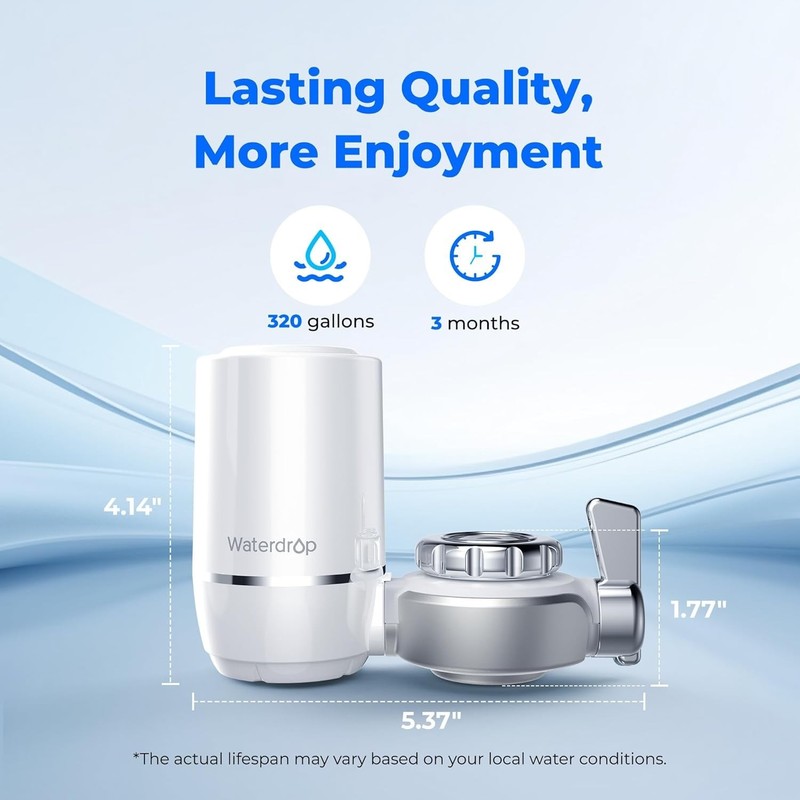 Waterdrop Faucet Water Filter, Fits Standard Faucets, NSF Certified gallery