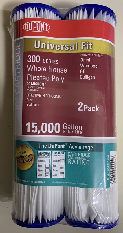 Pleated Poly Whole House Cartridge (2-pack) | Dupont Filter Universal Water X