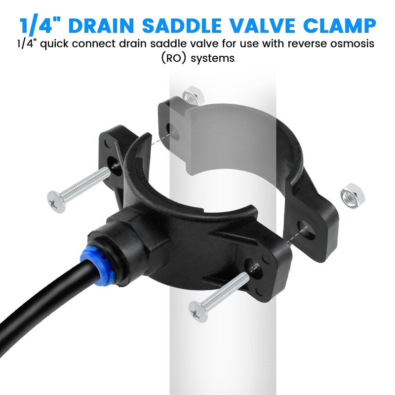 1Pack Drain Saddle Valve with 1/4" Quick Connect Plastic Water Filters Valve ... gallery