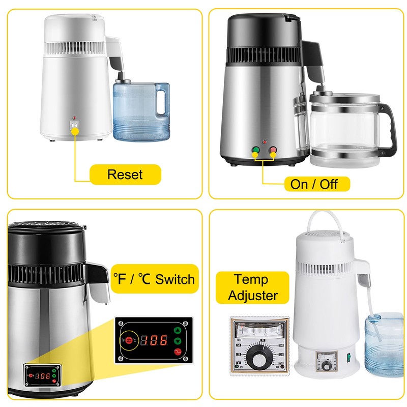 VEVOR 4L Water Distiller Purifier Machine Countertop Stainless Steel Interior gallery