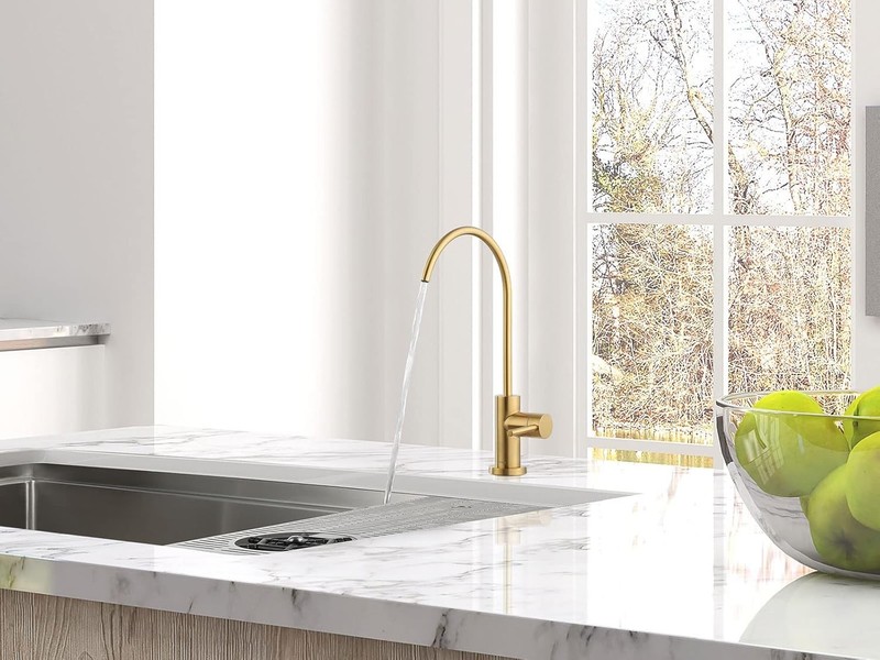 Elegant Brushed Gold Stainless Steel Kitchen Water Filter Faucet for RO Systems gallery