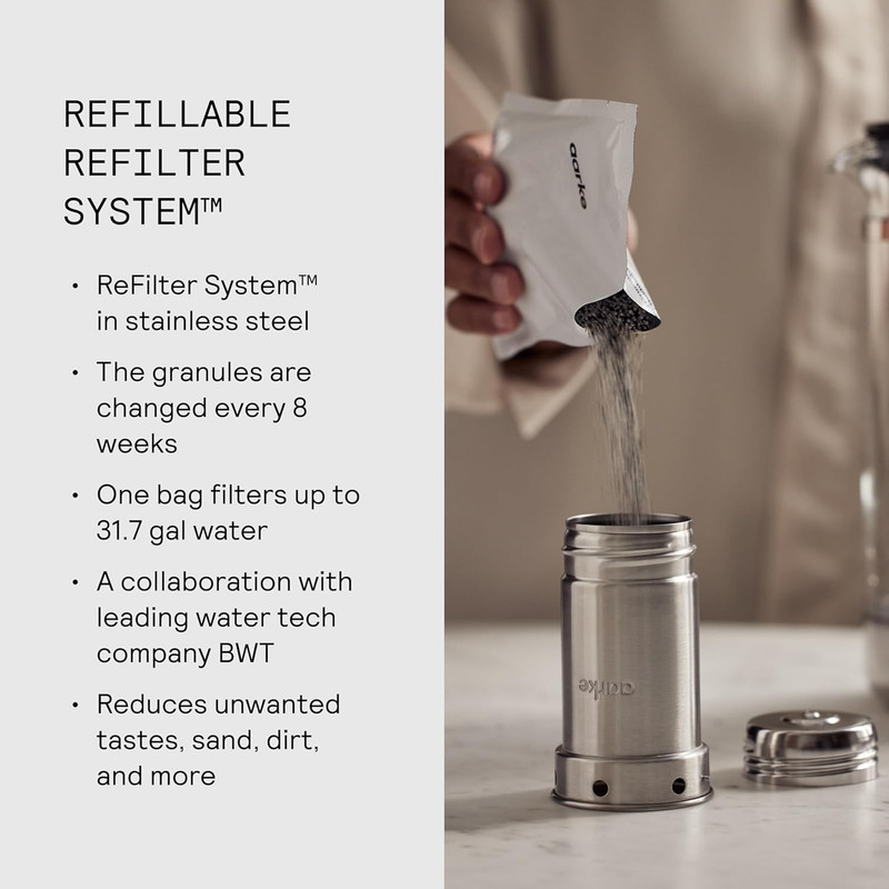 Purifier - Premium Glass and Stainless Steel Water Filter Pitcher, Refillable Fi gallery
