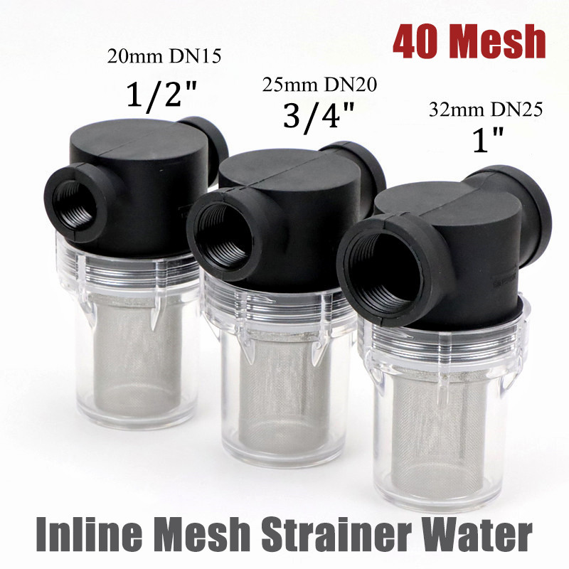 40 Mesh Inline Mesh Strainer Water Pump High Flow Pipeline Filter 3/4″ 1/2″ 1″
