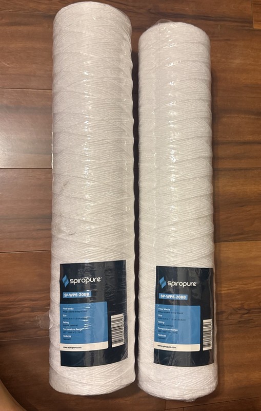 Lot of 2 SpiroPure SP-WP5-20BB 4.5inx 20in 5Micron String Wound Filters