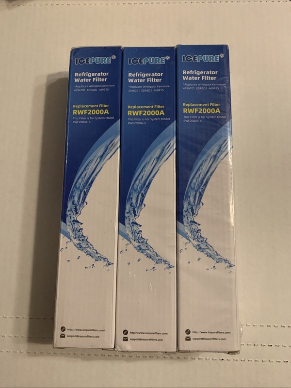 NEW IcePure RWF2000A Replacement Refrigerator Water Filter 3 Pack New Sealed!