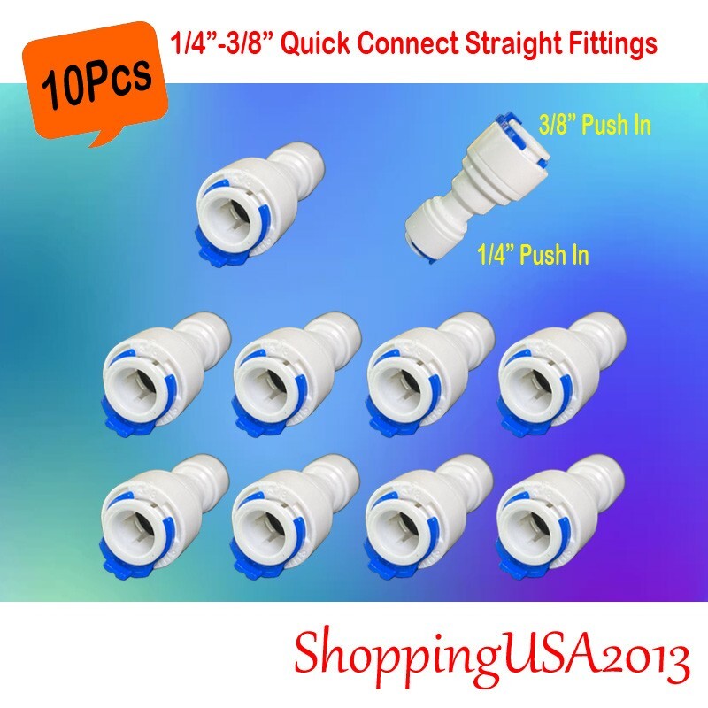 10Pc 3/8″-1/4″ Quick Connect Straight Fitting Connector Push Fit RO Water Filter