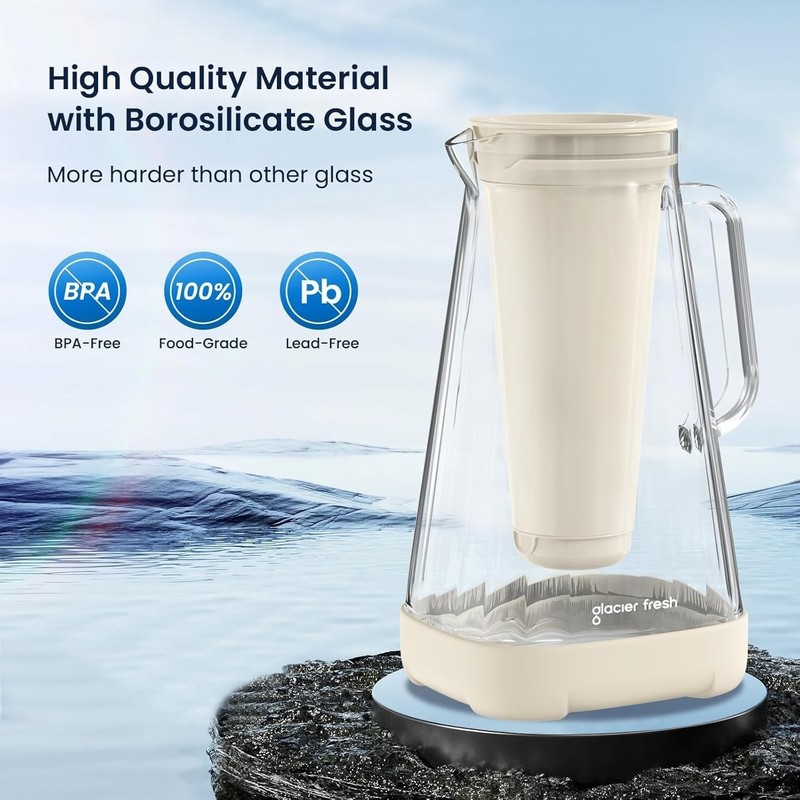 GLACIER FRESH 10 Cup Purela Glass Water Pitcher with 1 Ultrafiltration Activated gallery