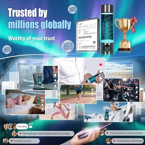 Hydrogen Water Bottle 6000 PPB SPE PEM Generator Rechargeable Travel Sports gallery