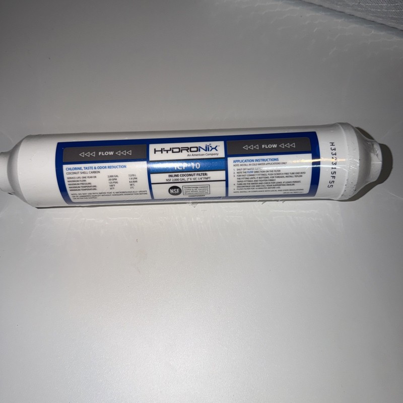 RO Post Polishing Fridge Ice Inline Coconut GAC Water Filter, 2000 Gal, 1/4″ NPT