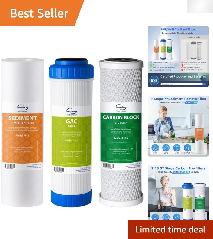 Carbon Water Filters – 3 Pack F3 Prefilter for Sediment and Chlorine Removal