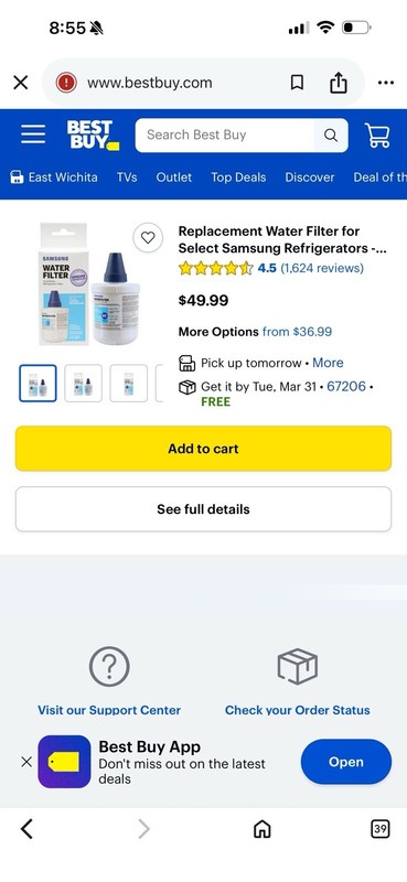 Genuine Samsung Refrigerator Water Filter fits DA29-00003G HAFIN2/EXP HAFCU1/XAA