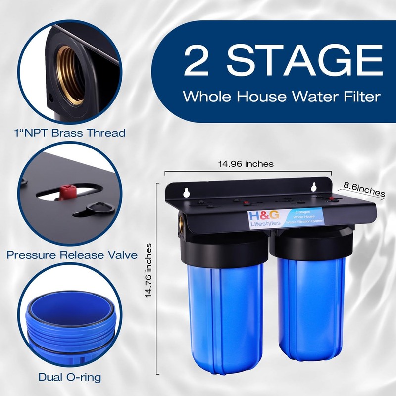 2-Stage Whole House Water Filtration System, GAC KDF 58 Filter and PP Cotton ... gallery
