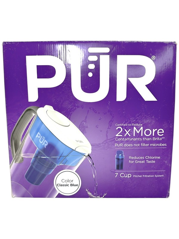 PUR Water Filter 7 Cup Blue Pitcher Filtration System With Filter Model PPT700W