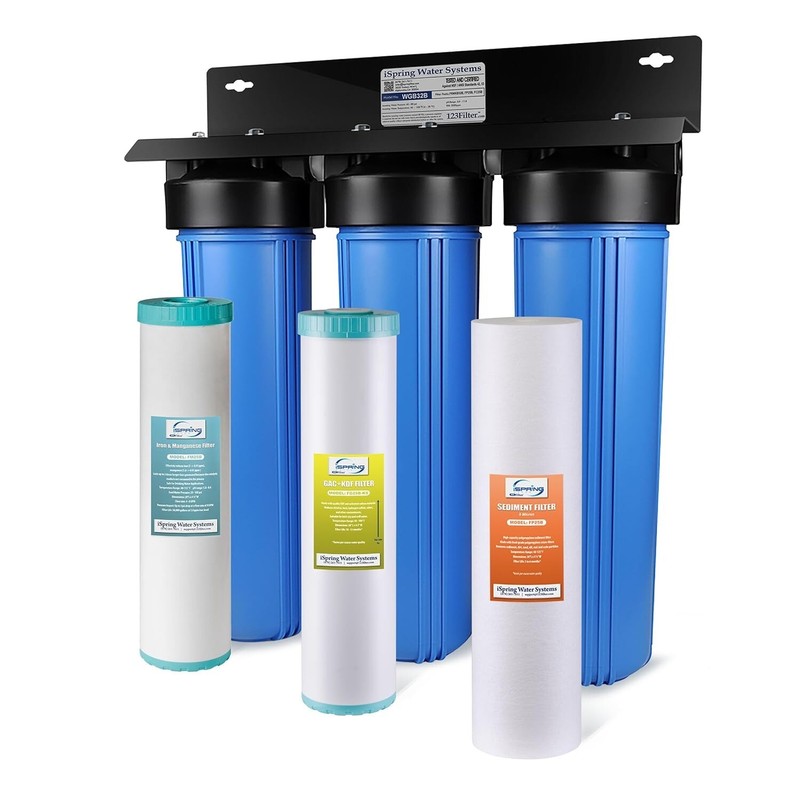 iSpring WGB32B-MKS 3-Stage Whole House Water Filter System, Iron, PFAS, H2S