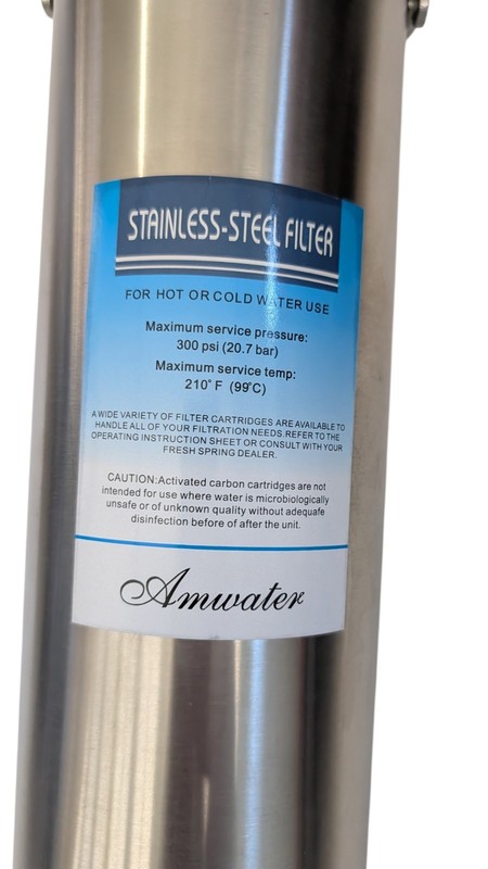 Amwater HMS-20A-1NPT 20" x 2.5" Stainless Steel Whole House Water Filter Housing gallery