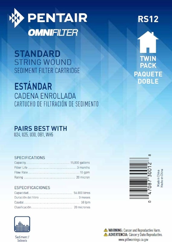 20 Micron Sediment Filter Cartridge - RS12 by Pentair, 10-Inch, 2-Pack gallery