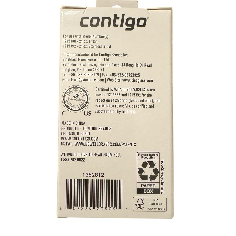 Contigo Clybourn Water Bottle Replacement Filter Cartridge Model 1352812 7 pack gallery