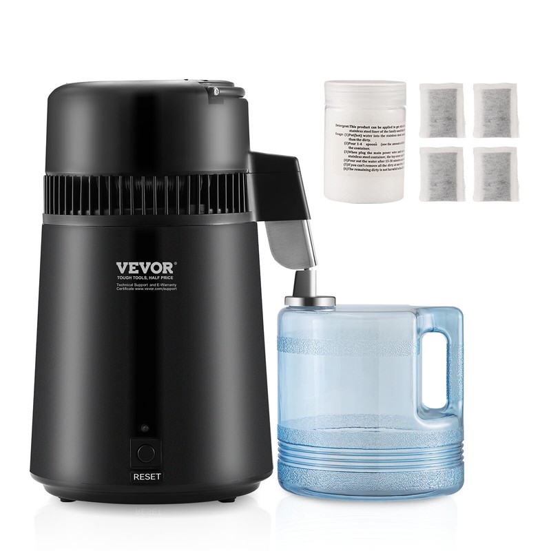 4L Pure Water Distiller Purifier Machine Countertop Stainless Steel Interior