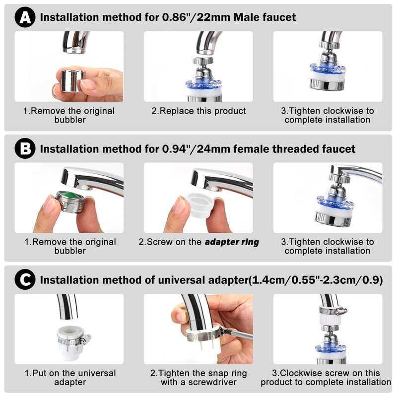 8 Pcs Sink Water Filter Faucet Set, 360 ° Rotating Bathroom Sink Filter, Kitc... gallery