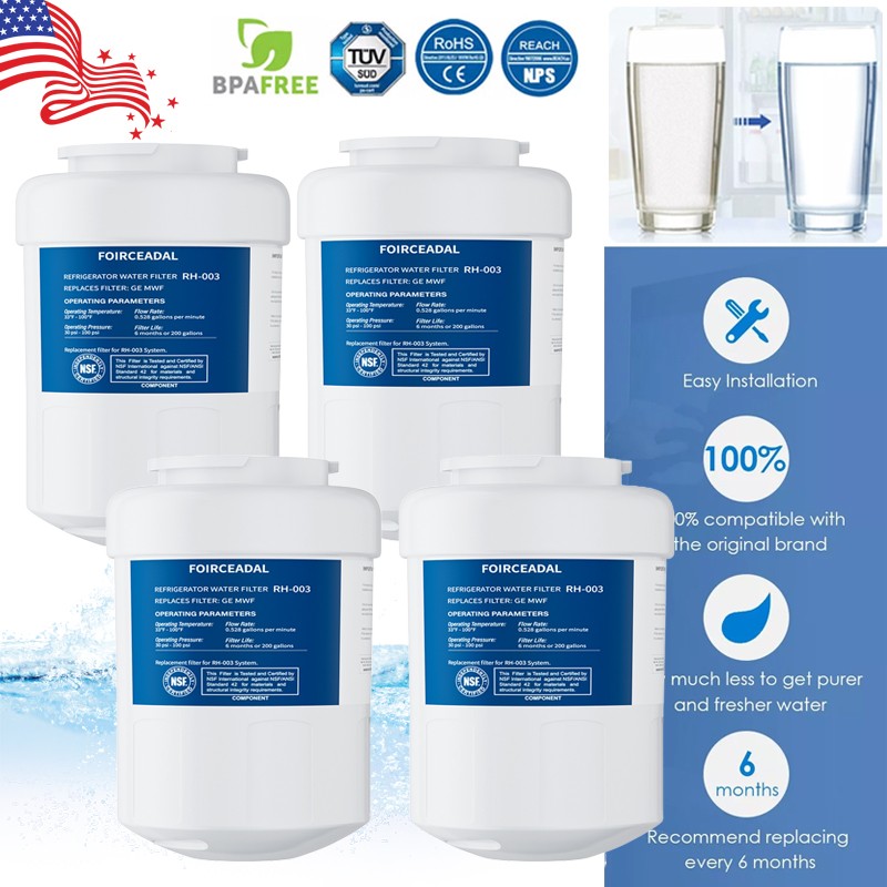 4Pack New for GE MWF MWFP GWF 46-9991 Smartwater Fridge Water Filter Replacement