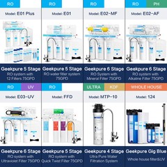 Geekpure 5 Stage Reverse Osmosis Water Filter System with Booster Pump 75 GPD