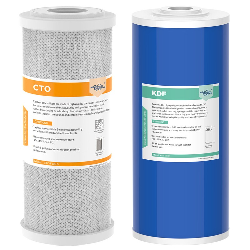 2 Stage 10″x4.5″ KDF Carbon Big Blue Whole House Water Filter Heavy Metal Reduce