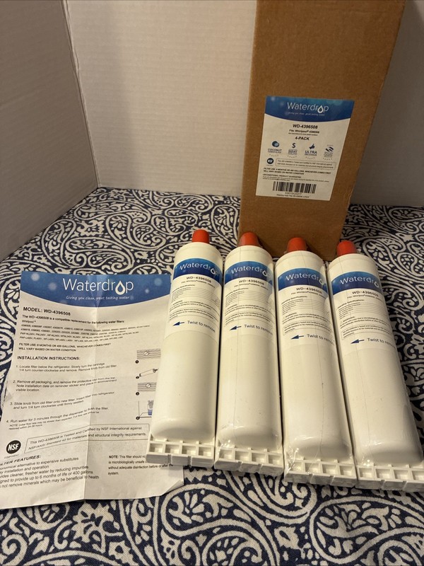 Waterdrop 4396508 Refrigerator Water Filter Replacement for Whirlpool-4 Pack. H
