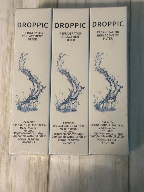 Droppic Lot of 3 Water Filters Fits LG Lt700P Model Number YN-LT001 Sealed NEW
