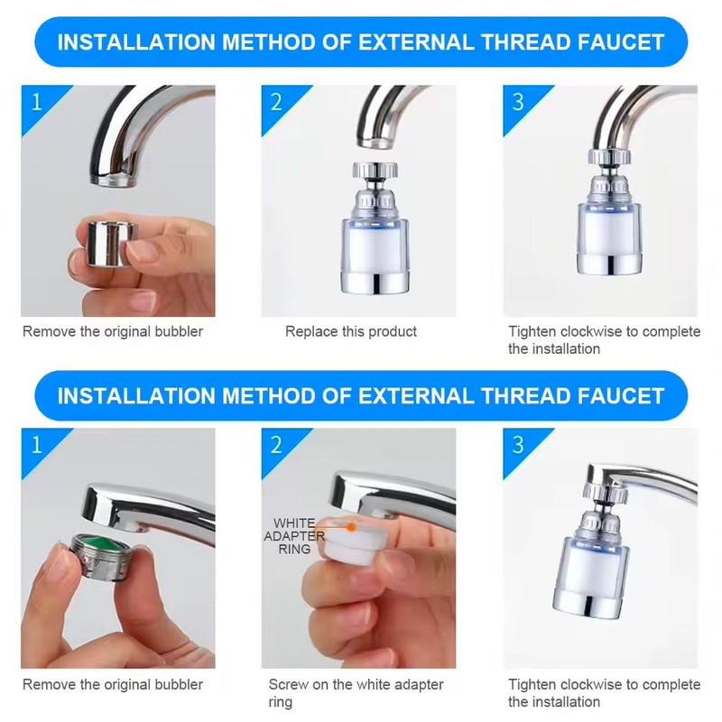 2 Pack Faucet Water Filter Tap Filtration Kitchen Purifier System 360°Rotate gallery