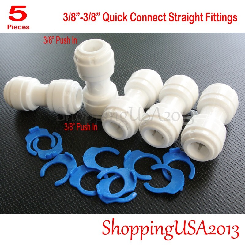 5 X 3/8-3/8 Quick Connect Straight Fitting Connector Push In RO Under-sink gallery