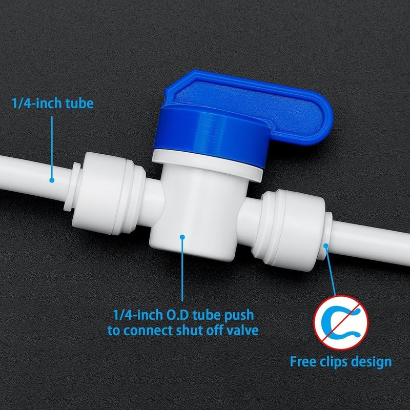 12 Pack 1/4" Push to Connect Ball Valves - Inline Shut-Off Quick Connect Fitting gallery