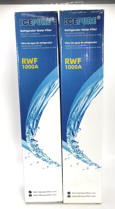 2 Pack – Icepure Refrigerator Water Filters, LT600P 46-9990, RWF1000A
