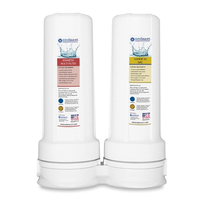 IonFaucet 2 Stage Filtration System Free Standing Above IonMetrix KDF-55-GAC NEW