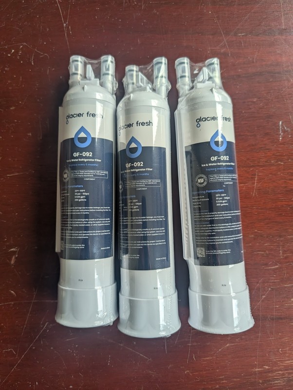 3 New Glacier Fresh GF-092 Water Filter Cartridges