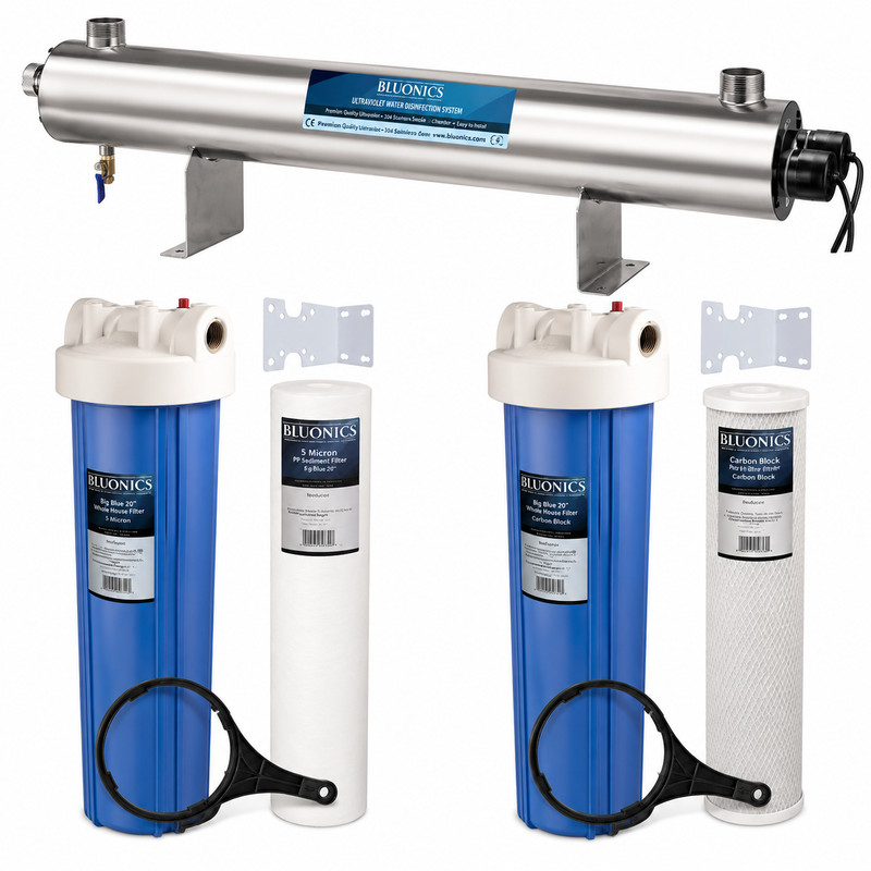BLUONICS 110W UV Well Water Filter System 4.5″x20″, Whole House