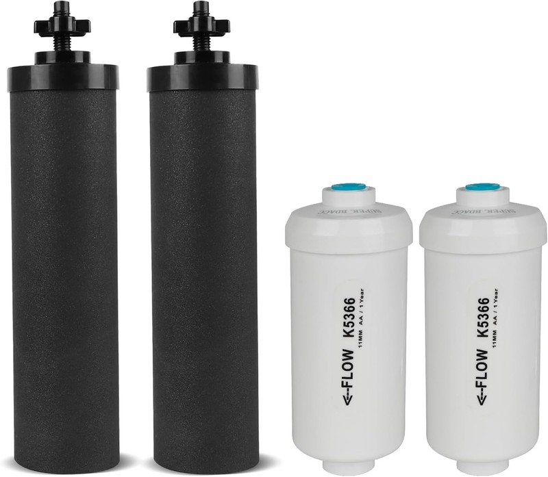 4 Pack Set-Berkey PF-2 Fluoride Water Filters and Berkey Black Carbon BB9-2