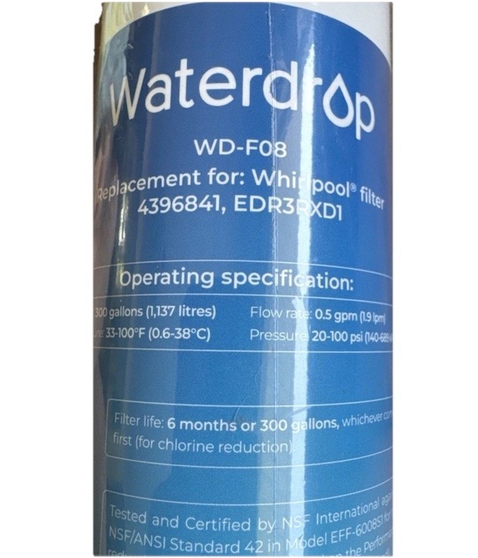 Waterdrop WD-F08 Refrigerator Water Filter Replacement For Whirlpool 2 Pack E44 gallery